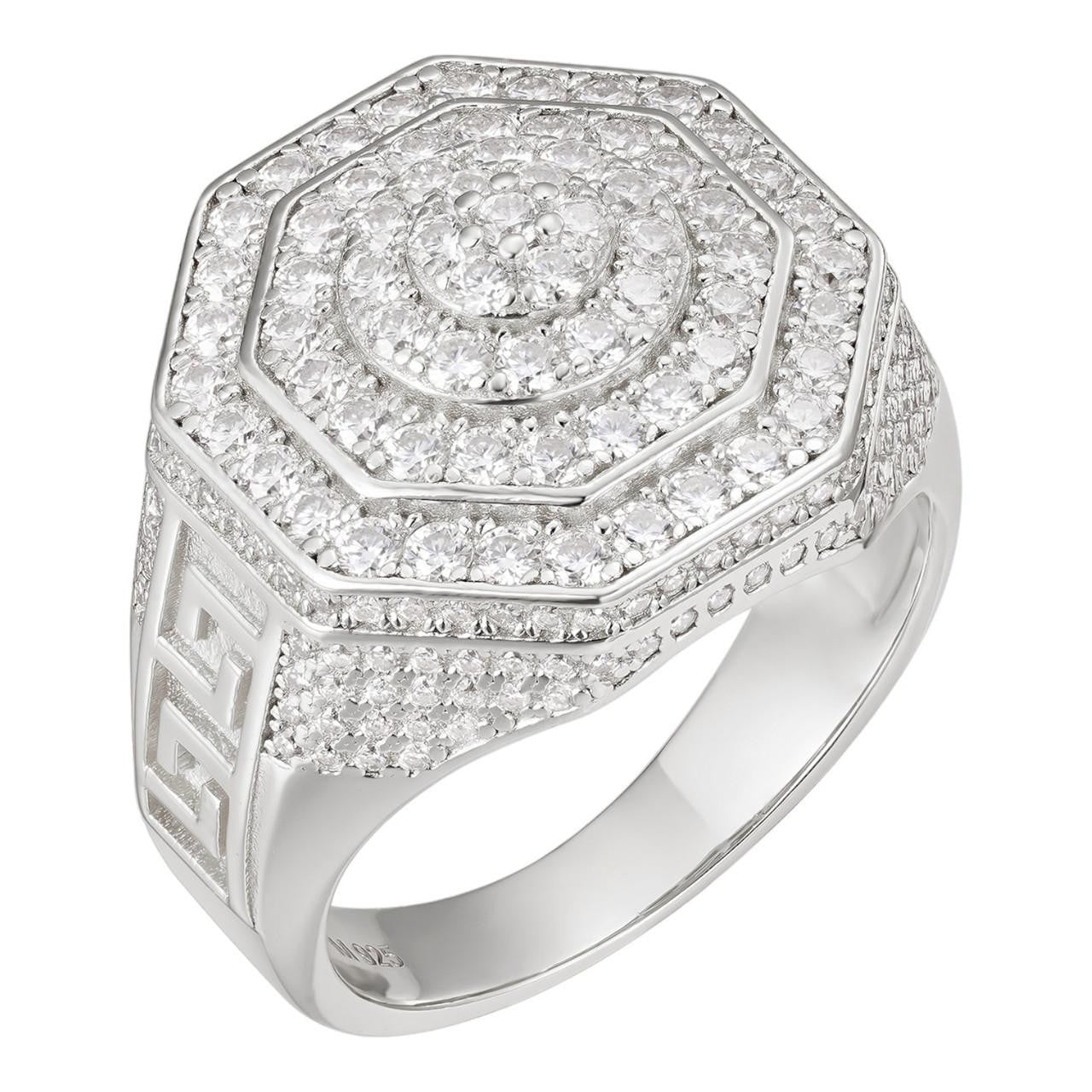 HarlemBling Octagonal Greek Gods Iced Out Ring - 925 Silver - CZ Stones