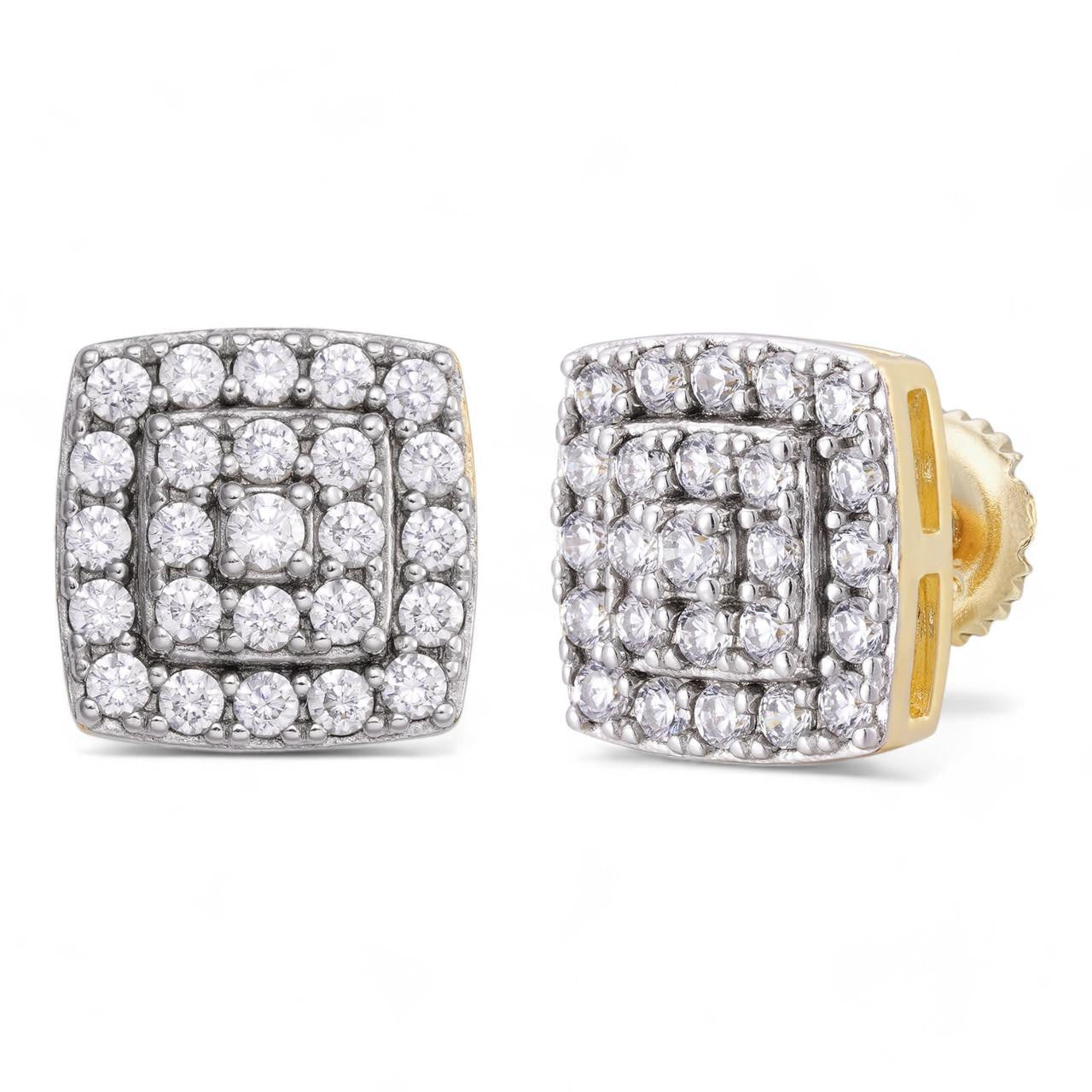 HarlemBling OG Rapper Classic Iced Out Earrings - 14k Gold Vermeil 925 Silver - CZ Stones - 10mm