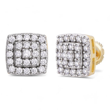 HarlemBling OG Rapper Classic Iced Out Earrings - 14k Gold Vermeil 925 Silver - CZ Stones - 10mm