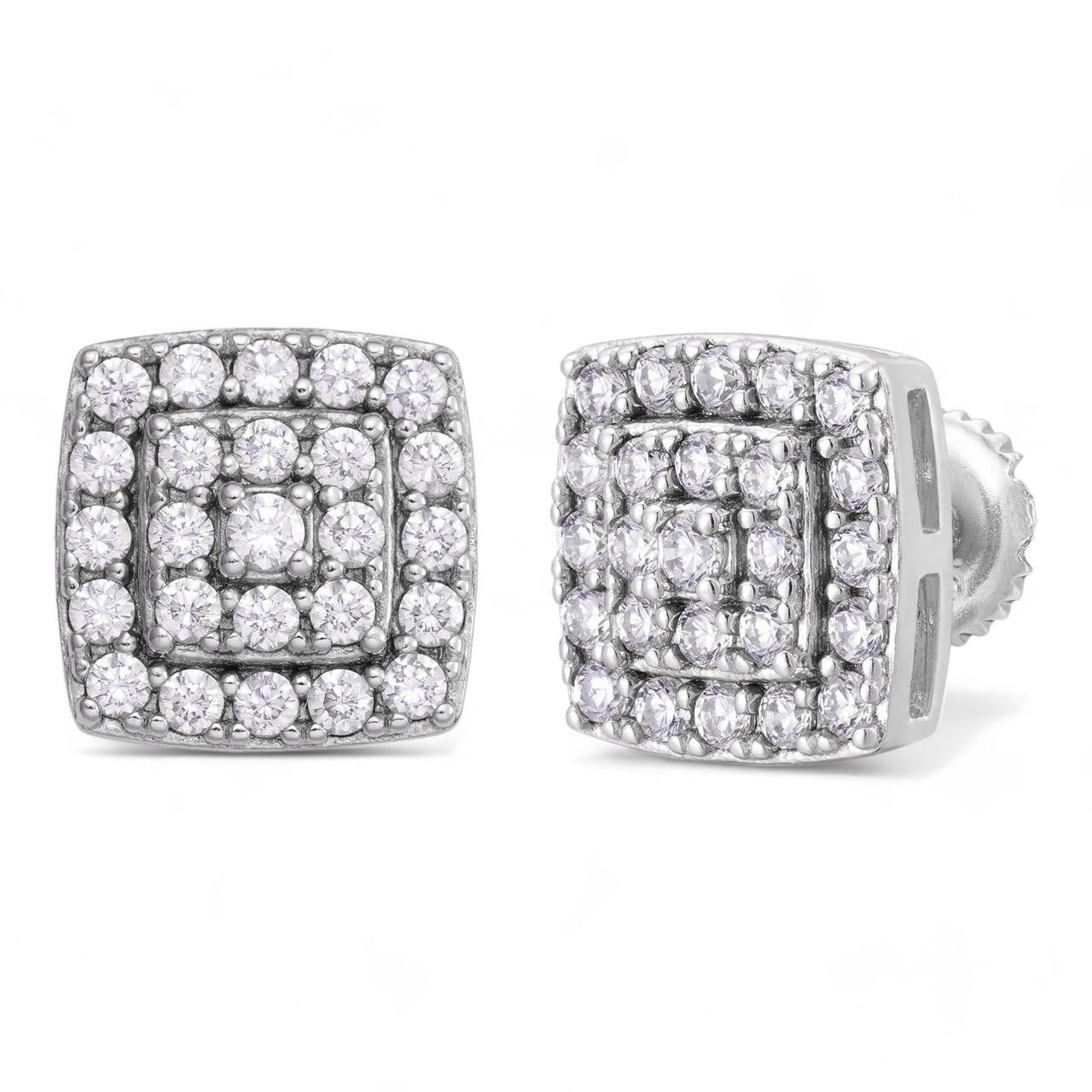 HarlemBling OG Rapper Classic Iced Out Earrings - 925 Silver - CZ Stones - 10mm