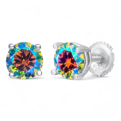 HarlemBling Opal MOISSANITE Solitaire Stud Earrings - 925 Silver - 3mm-8mm - 0.2-4ct