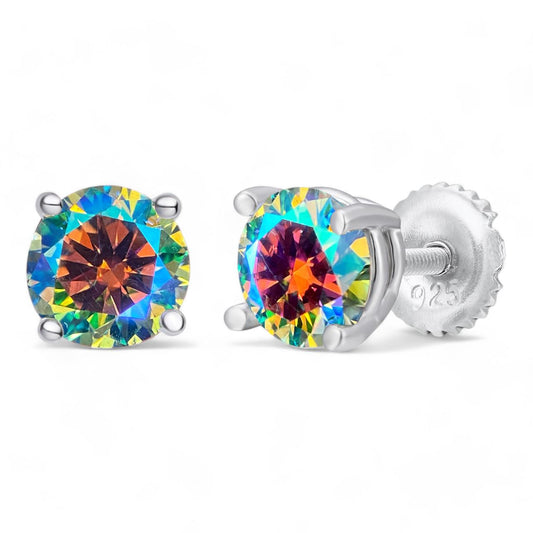 HarlemBling Opal MOISSANITE Solitaire Stud Earrings - 925 Silver - 3mm-8mm - 0.2-4ct