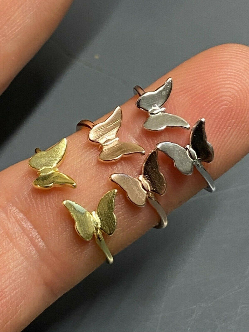 HarlemBling Open Butterfly Ring 925 Sterling Silver Or Yellow Rose Gold Finish Girls Ladies