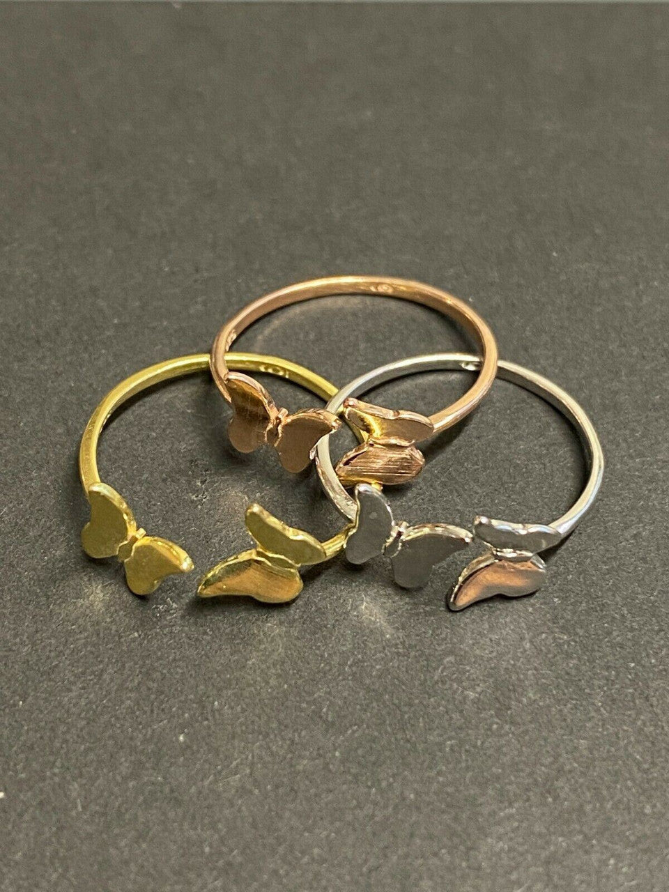 HarlemBling Open Butterfly Ring 925 Sterling Silver Or Yellow Rose Gold Finish Girls Ladies