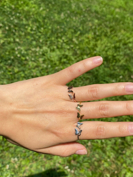 HarlemBling Open Butterfly Ring 925 Sterling Silver Or Yellow Rose Gold Finish Girls Ladies