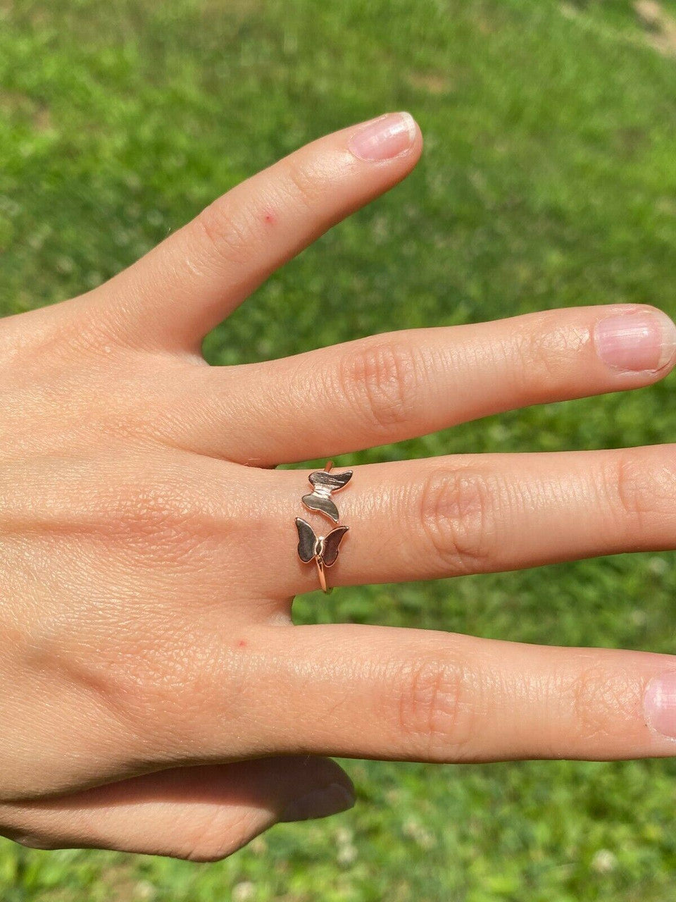 HarlemBling Open Butterfly Ring 925 Sterling Silver Or Yellow Rose Gold Finish Girls Ladies