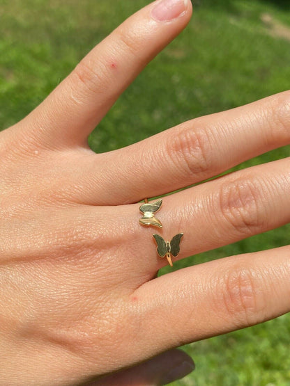HarlemBling Open Butterfly Ring 925 Sterling Silver Or Yellow Rose Gold Finish Girls Ladies