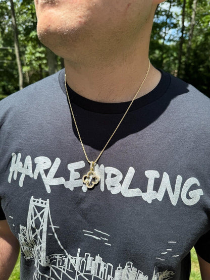 HarlemBling Open Clover Flower Pendant MOISSANITE 14k Gold Over 925 Silver Necklace - 3 Size