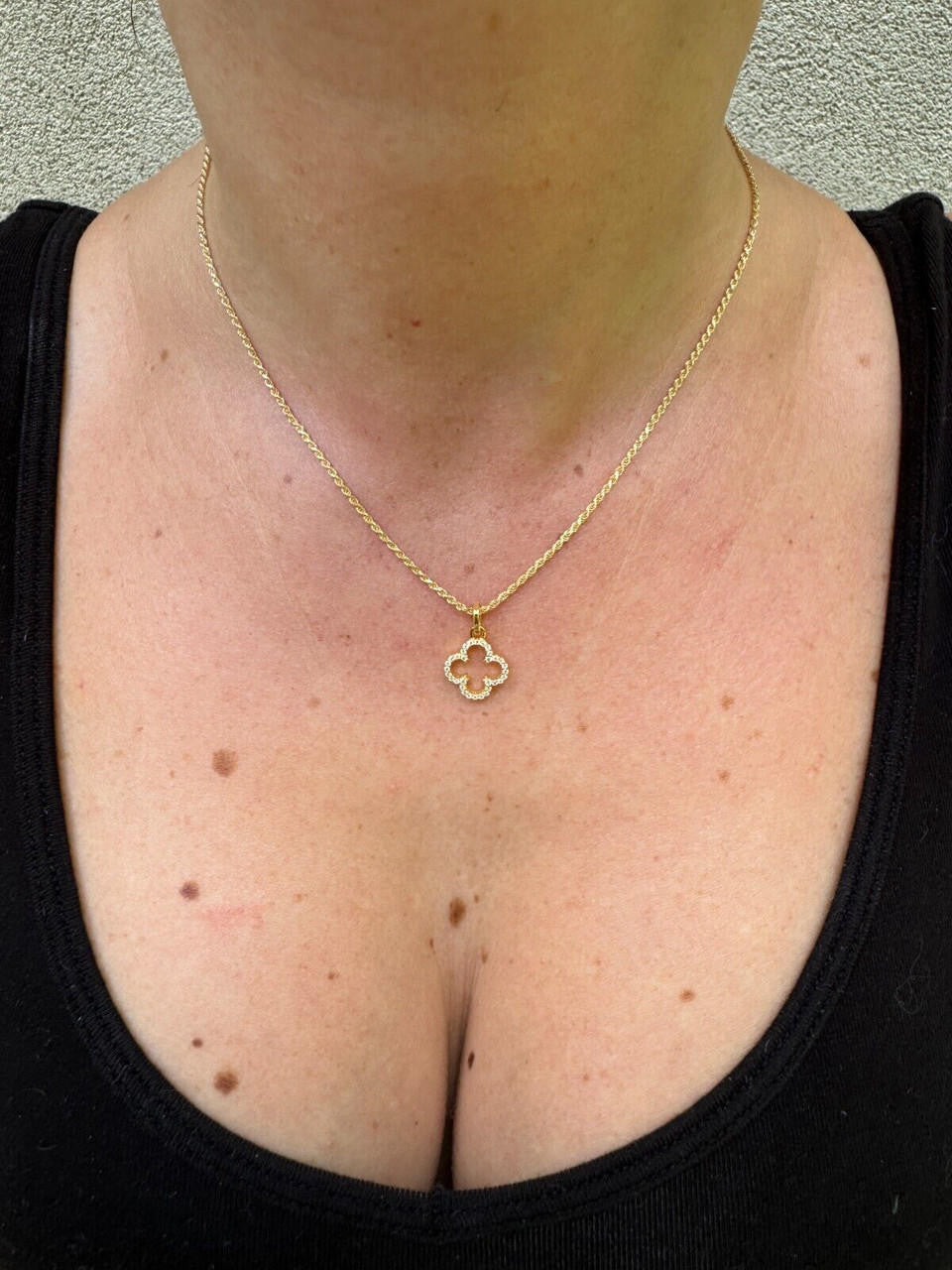 HarlemBling Open Clover Flower Pendant MOISSANITE 14k Gold Over 925 Silver Necklace - 3 Size