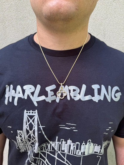 HarlemBling Open Clover Flower Pendant MOISSANITE 14k Gold Over 925 Silver Necklace - 3 Size