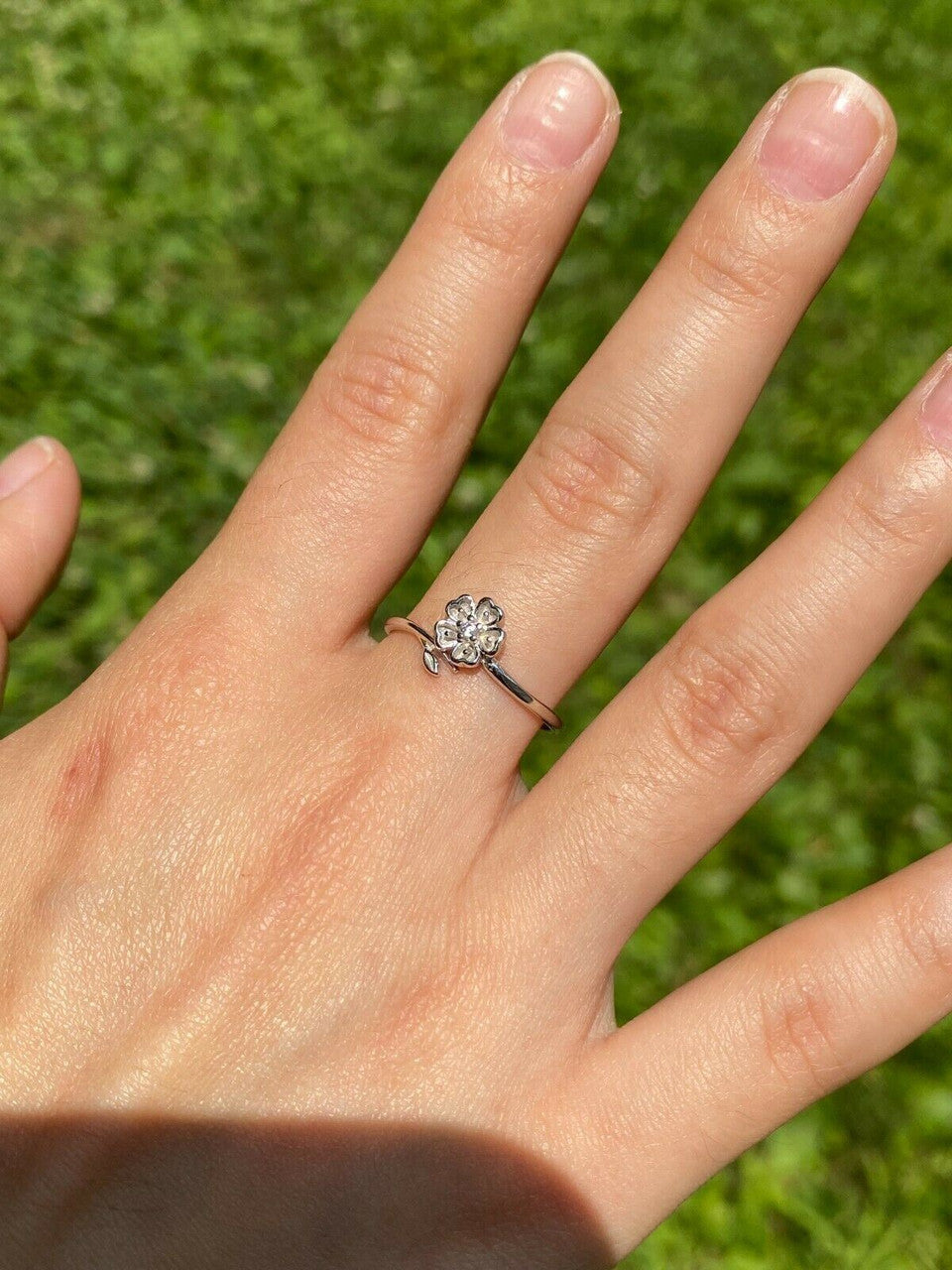 HarlemBling Open Flower Rose Ring Diamond 925 Sterling Silver Or Yellow Rose Gold Finish