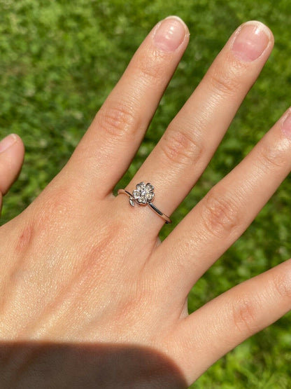 HarlemBling Open Flower Rose Ring Diamond 925 Sterling Silver Or Yellow Rose Gold Finish