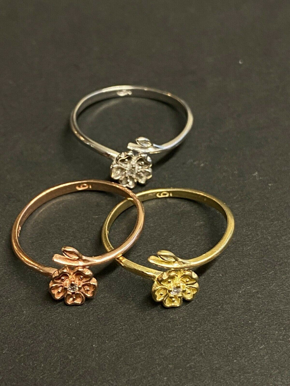 HarlemBling Open Flower Rose Ring Diamond 925 Sterling Silver Or Yellow Rose Gold Finish