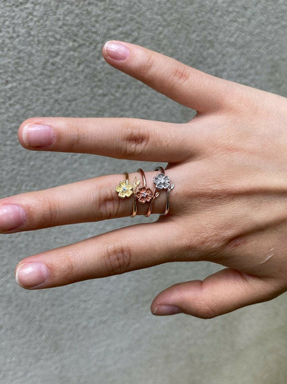 HarlemBling Open Flower Rose Ring Diamond 925 Sterling Silver Or Yellow Rose Gold Finish