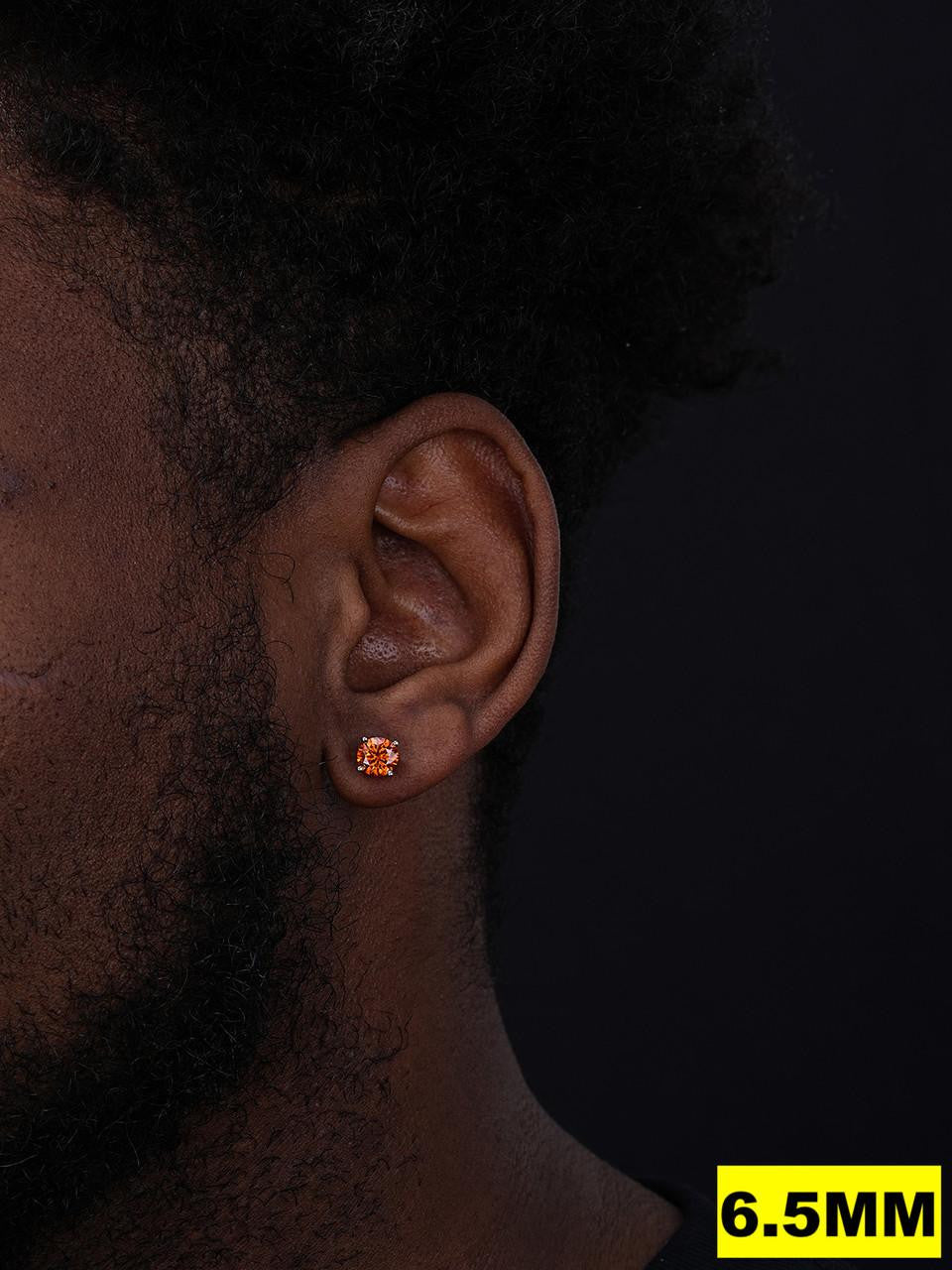 HarlemBling Orange MOISSANITE Solitaire Stud Earrings - 925 Silver - 3mm-8mm - 0.2-4ct