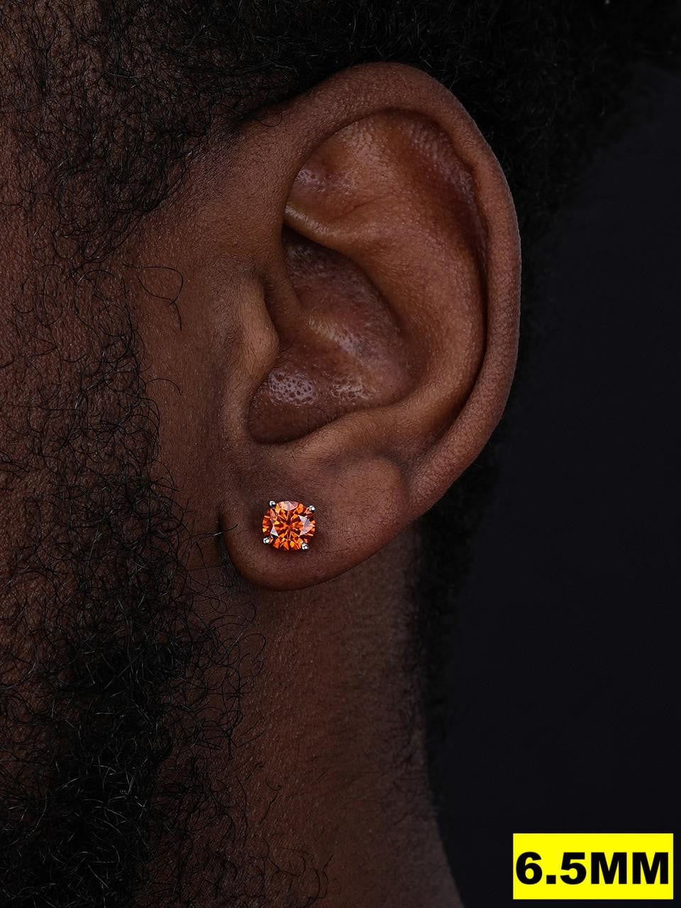 HarlemBling Orange MOISSANITE Solitaire Stud Earrings - 925 Silver - 3mm-8mm - 0.2-4ct