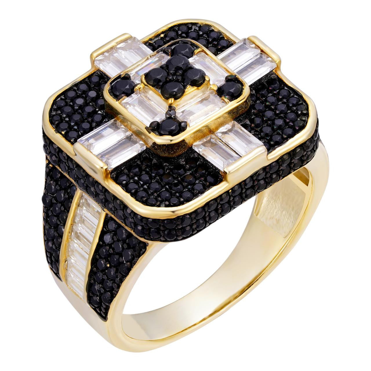 HarlemBling Panda Ring - 14k Gold Vermeil 925 Silver - White & Black CZ Stones
