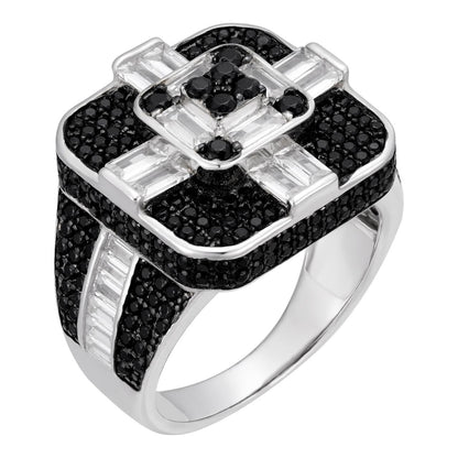 HarlemBling Panda Ring - 925 Silver - White & Black CZ Stones