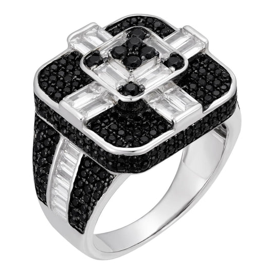 HarlemBling Panda Ring - 925 Silver - White & Black CZ Stones