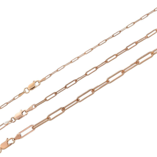 HarlemBling Paperclip Chain Necklace - 14k Rose Gold Vermeil 925 Sterling Silver - 14"-24" - 2.5mm-4mm
