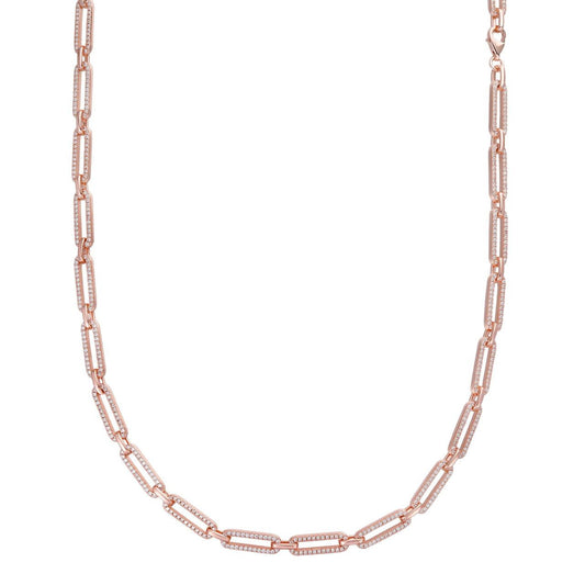 HarlemBling Paperclip Chain Necklace Iced Out CZ Stones - 14k Rose Gold Vermeil 925 Silver - 5mm - 14-24"