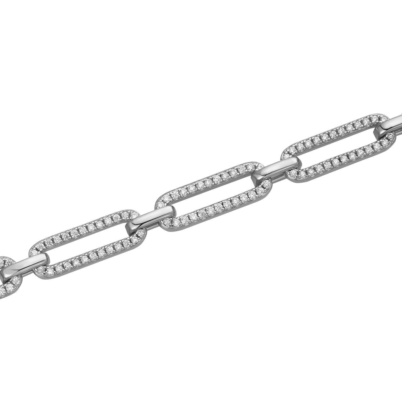 HarlemBling Paperclip Chain Necklace Iced Out CZ Stones - 925 Silver - 5mm - 14-24"