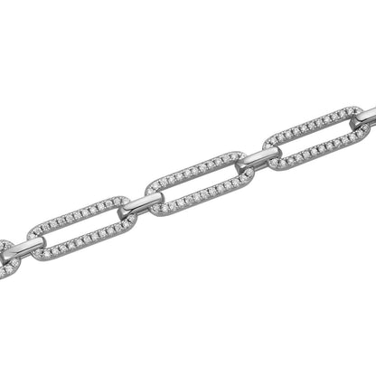 HarlemBling Paperclip Chain Necklace Iced Out CZ Stones - 925 Silver - 5mm - 14-24"