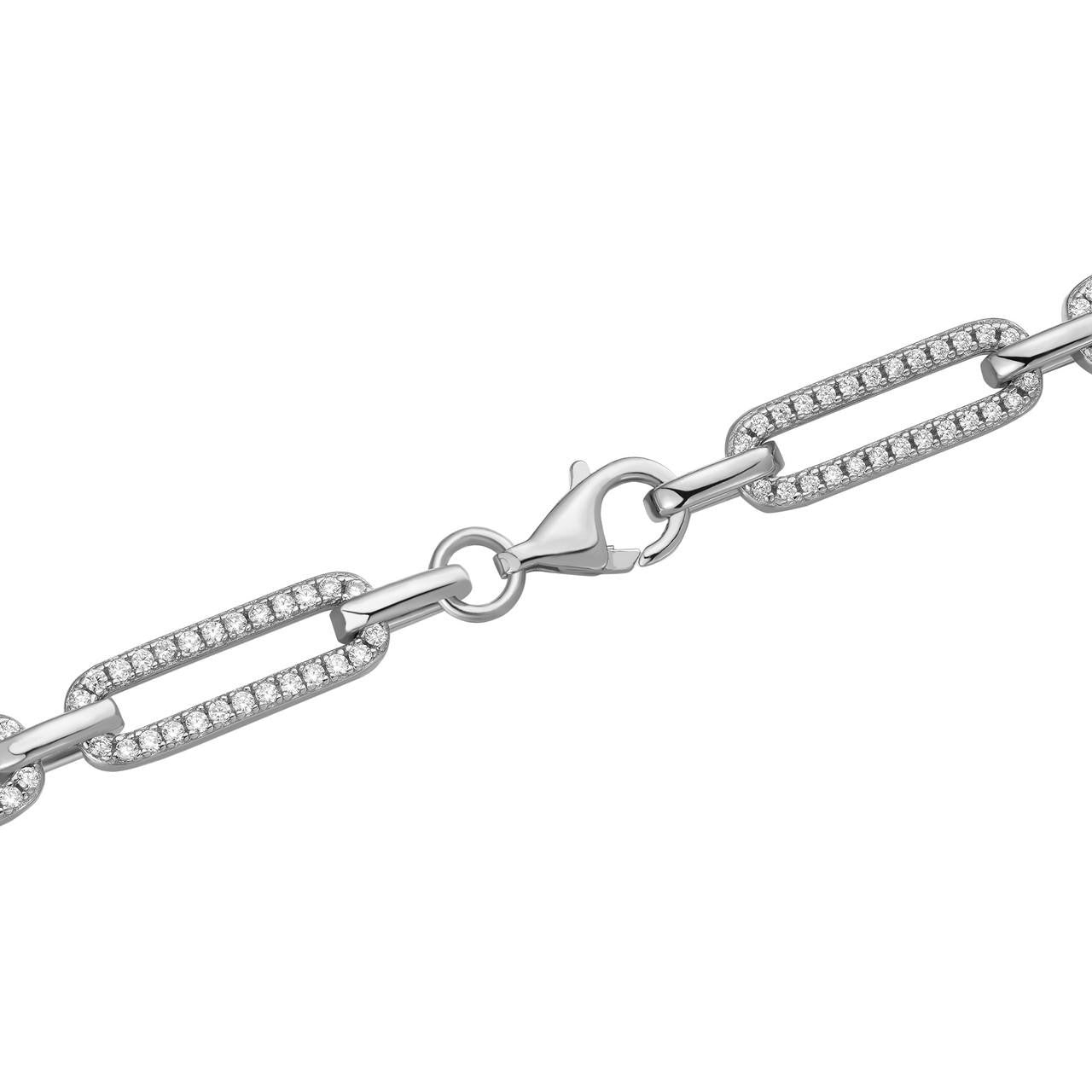 HarlemBling Paperclip Chain Necklace Iced Out CZ Stones - 925 Silver - 5mm - 14-24"