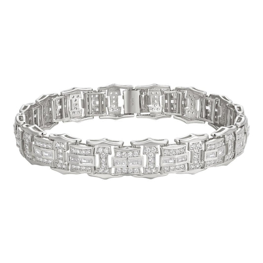 HarlemBling Parisian Vuitton Custom Link Bracelet Iced Out CZ Stones - 925 Silver - 12mm - 7"-8.5"