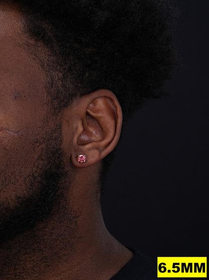 HarlemBling Pink MOISSANITE Solitaire Stud Earrings - 14k Rose Gold Vermeil 925 Silver - 3mm-8mm - 0.2-4ct