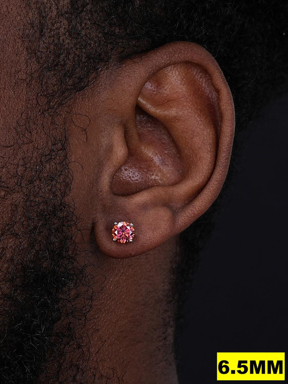 HarlemBling Pink MOISSANITE Solitaire Stud Earrings - 14k Rose Gold Vermeil 925 Silver - 3mm-8mm - 0.2-4ct