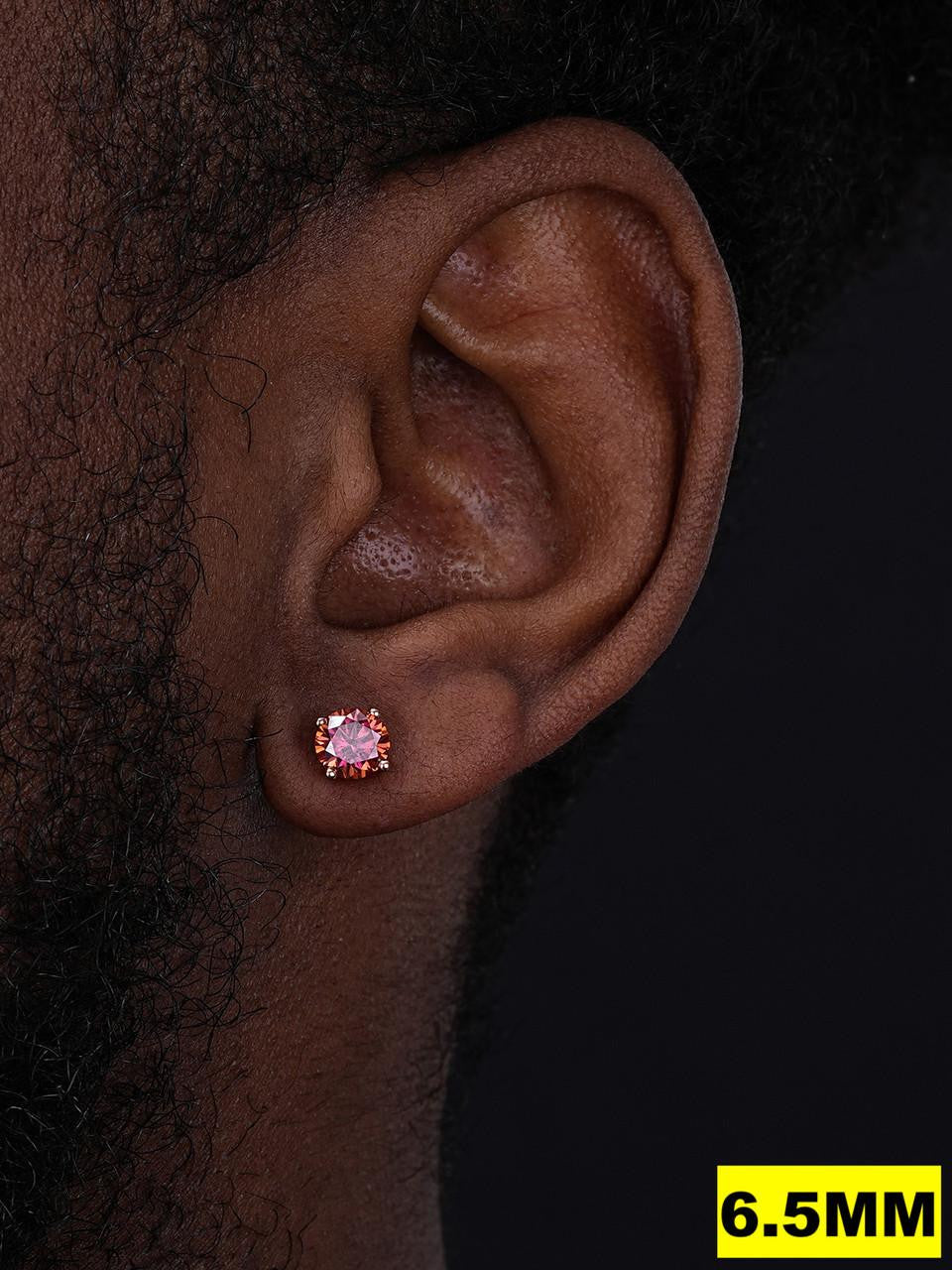 HarlemBling Pink MOISSANITE Solitaire Stud Earrings - 925 Silver - 3mm-8mm - 0.2-4ct