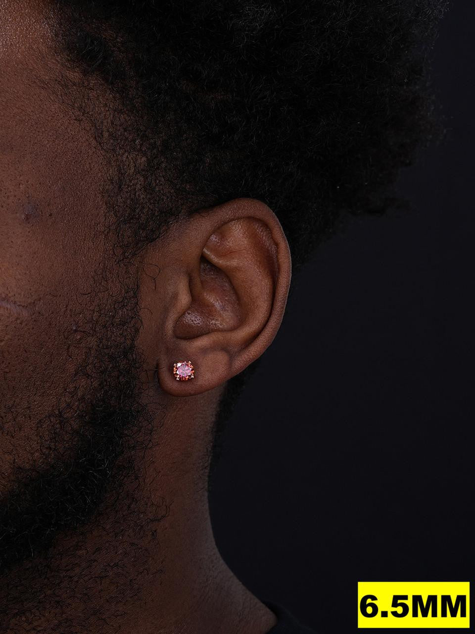 HarlemBling Pink MOISSANITE Solitaire Stud Earrings - 925 Silver - 3mm-8mm - 0.2-4ct
