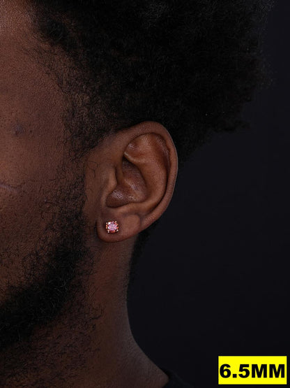 HarlemBling Pink MOISSANITE Solitaire Stud Earrings - 925 Silver - 3mm-8mm - 0.2-4ct
