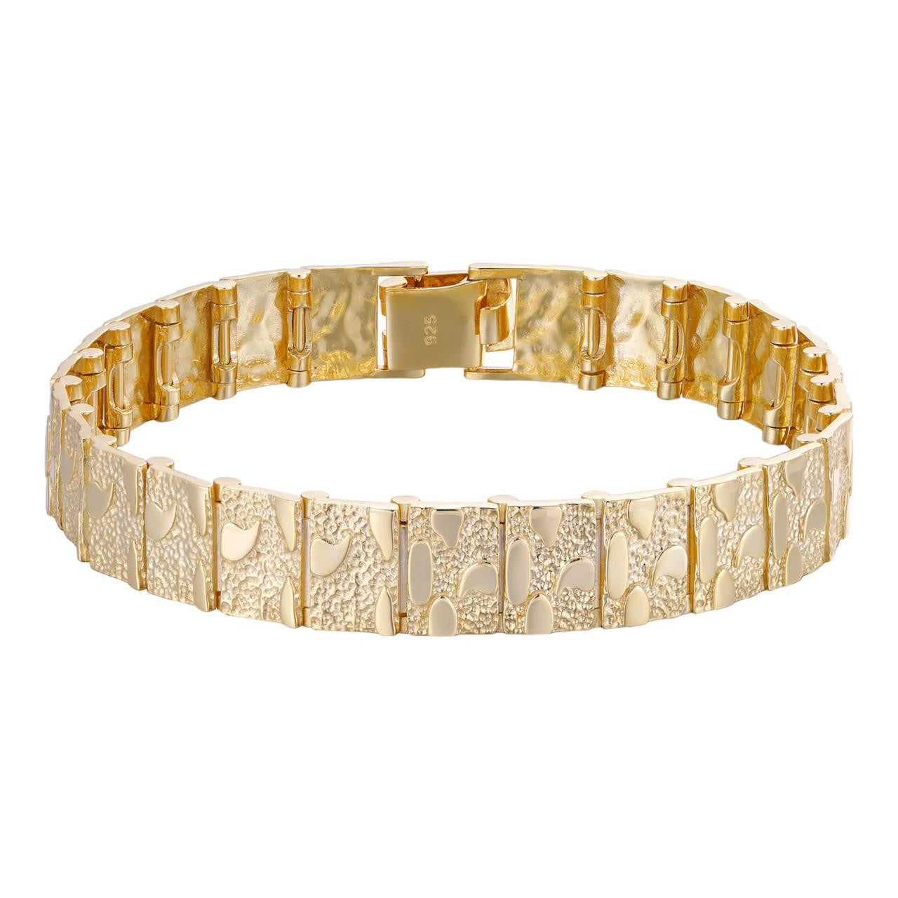 HarlemBling Plain Classic Nugget Bracelet - 14k Gold Vermeil 925 Silver - 12mm-16mm - 7"-8.5"