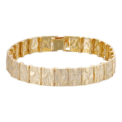 HarlemBling Plain Classic Nugget Bracelet - 14k Gold Vermeil 925 Silver - 12mm-16mm - 7"-8.5"