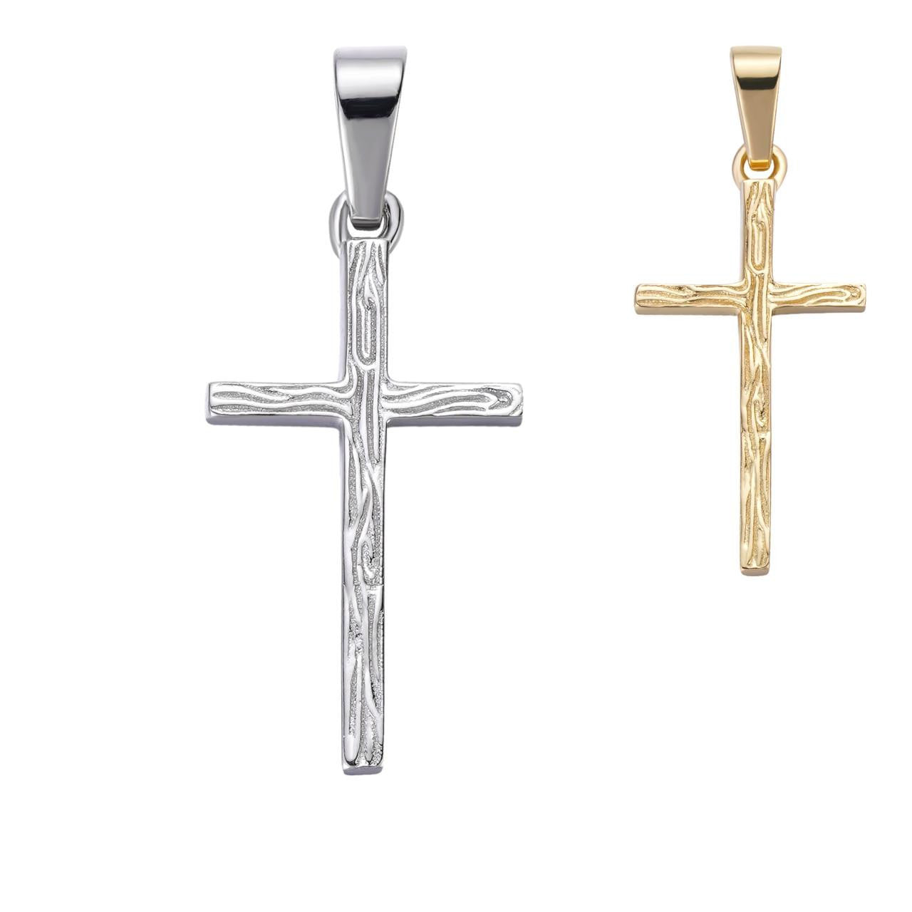 HarlemBling Plain Cross Pendant - 14k Gold Vermeil Or 925 Silver - Tiny 1"