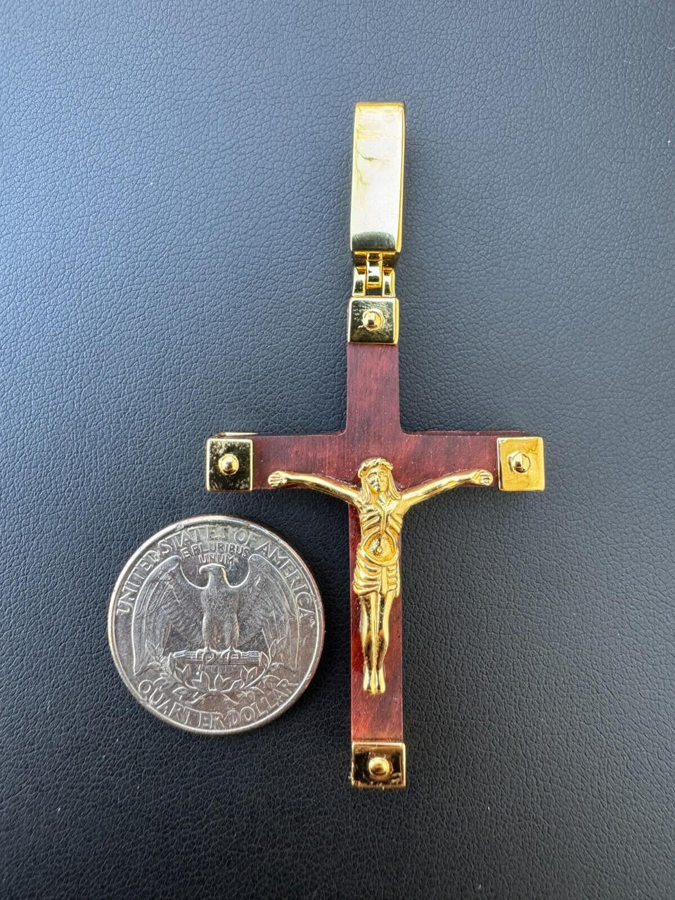 HarlemBling Plain Real 925 Silver & Natural Wood Jesus Cross Pendant Necklace ITALY Handmade