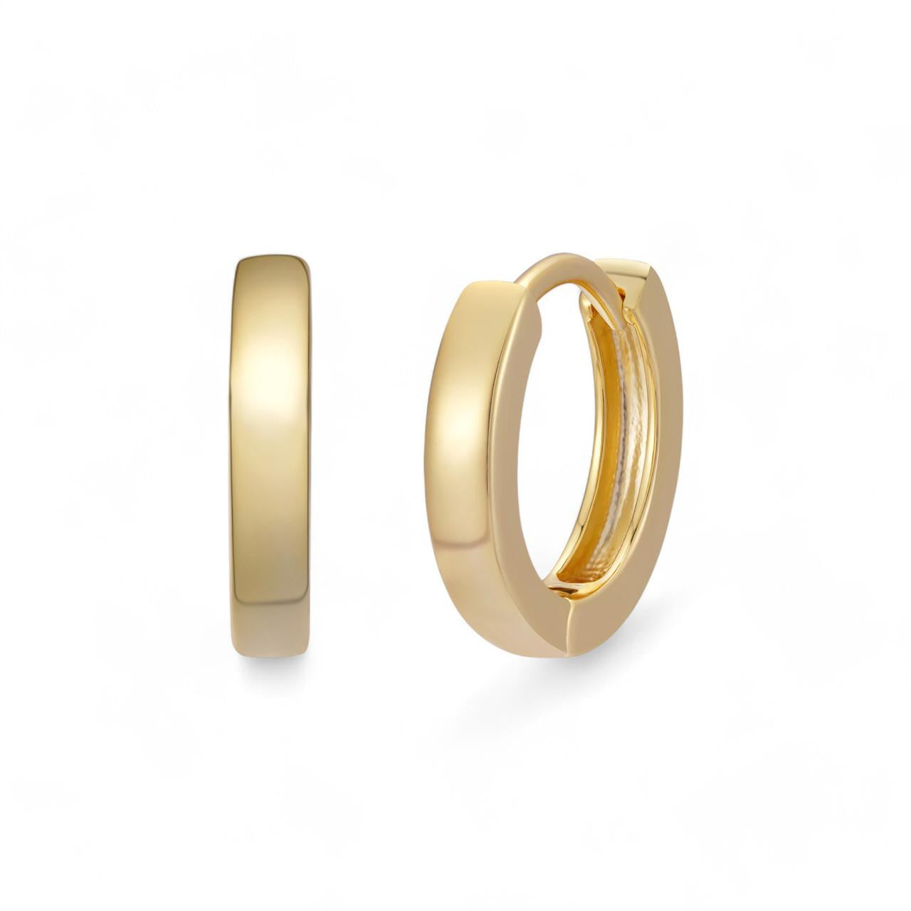 HarlemBling Plain Small Huggie Hoop Earrings - 14k Gold Vermeil 925 Silver - 12.5mm