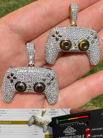 HarlemBling Playstation PS5 Controller Iced Pendant MOISSANITE 925 Silver 14k Gold Necklace