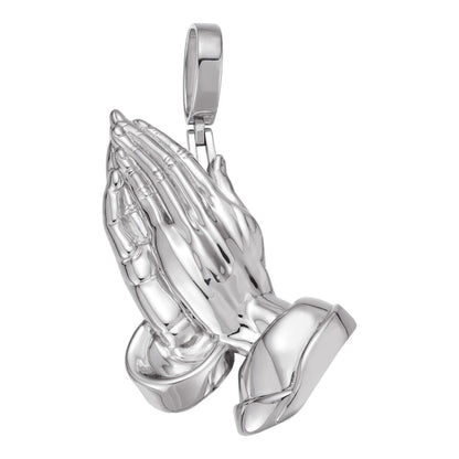 HarlemBling Praying Folded Hands Religious Pendant - 925 Silver - 3 Sizes 1.25"-2.75"