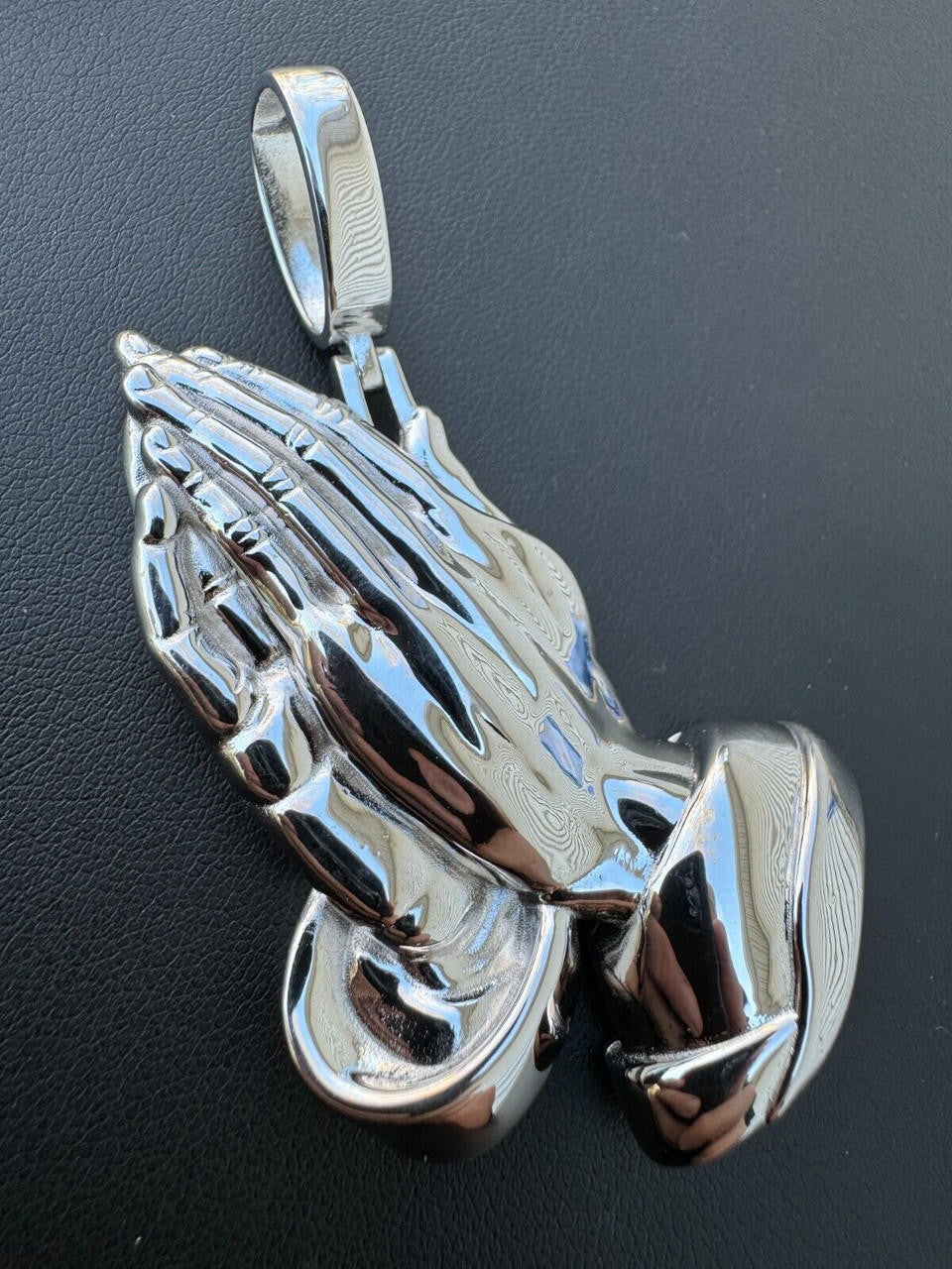 Praying Hands Religious Pendant Plain 925 Sterling Silver Necklace