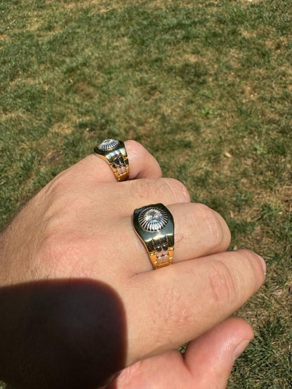 HarlemBling Presidential Watch Star Ring - CZ Stones -  14k Gold Vermeil 925 Silver