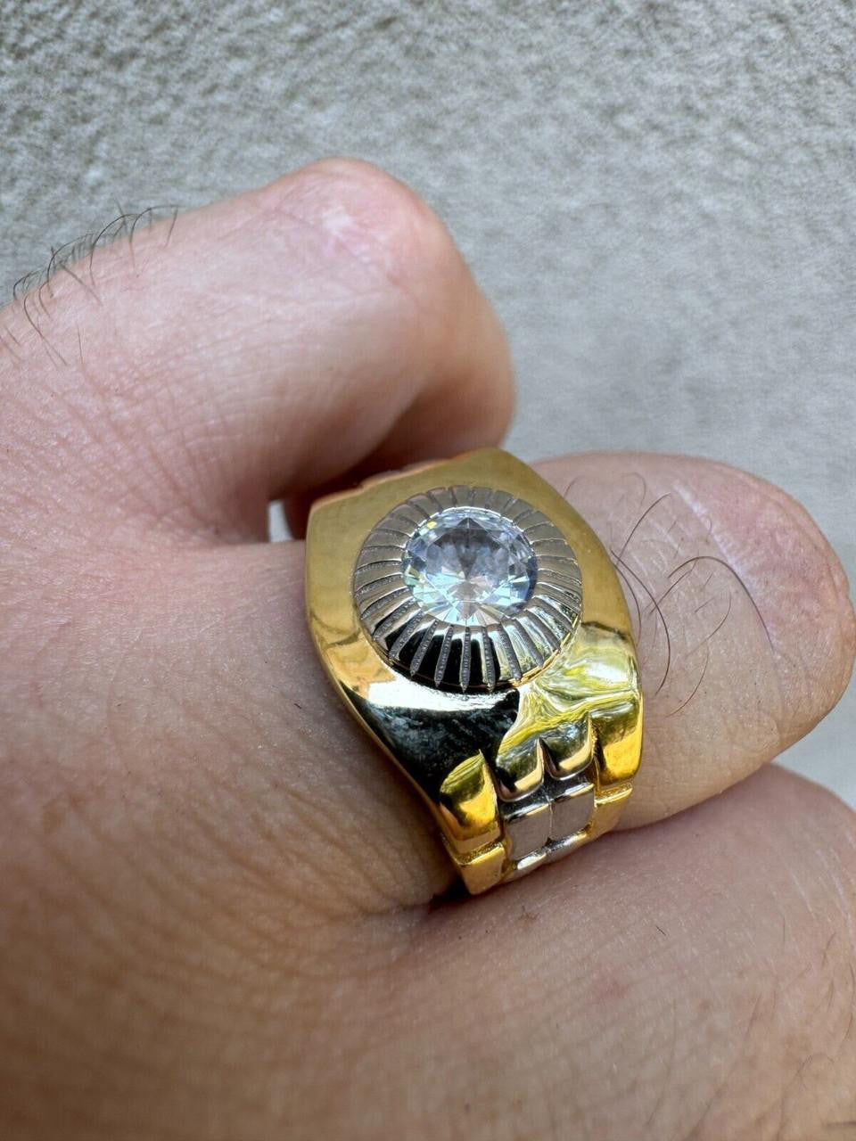 HarlemBling Presidential Watch Star Ring - CZ Stones -  14k Gold Vermeil 925 Silver