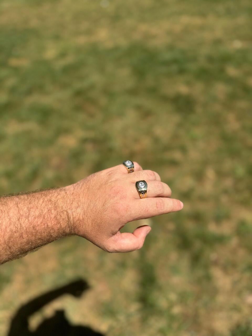 HarlemBling Presidential Watch Star Ring - CZ Stones -  14k Gold Vermeil 925 Silver