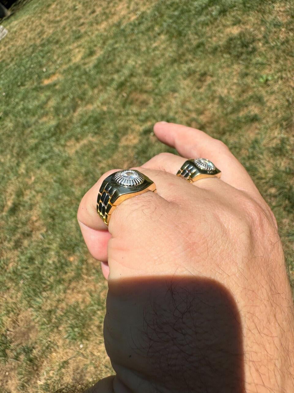 HarlemBling Presidential Watch Star Ring - CZ Stones -  14k Gold Vermeil 925 Silver