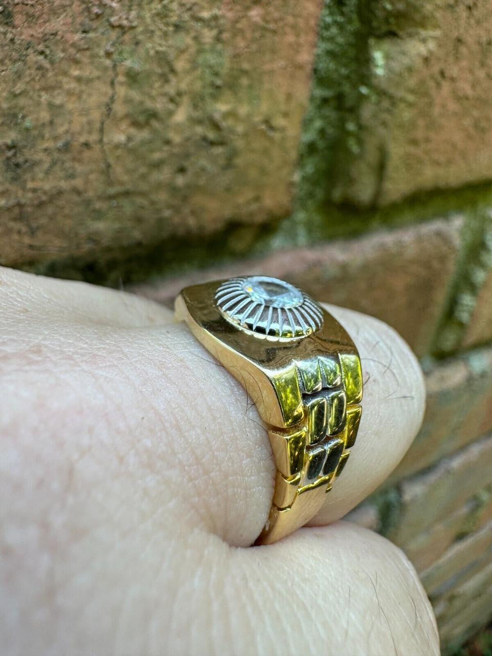 HarlemBling Presidential Watch Star Ring - CZ Stones -  14k Gold Vermeil 925 Silver