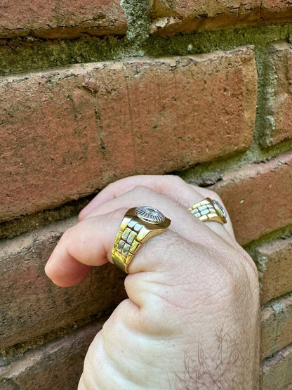 HarlemBling Presidential Watch Star Ring - CZ Stones -  14k Gold Vermeil 925 Silver