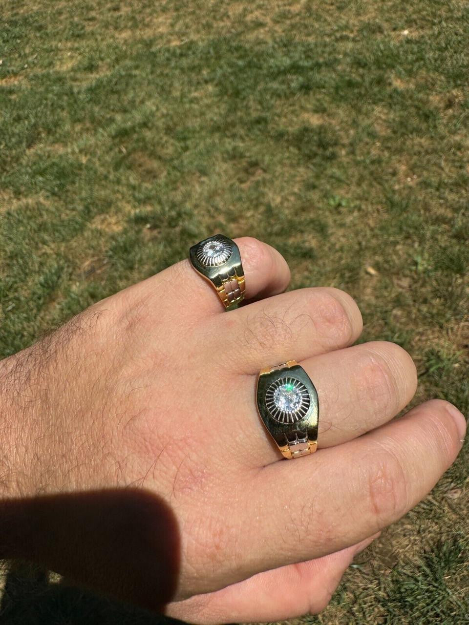 HarlemBling Presidential Watch Star Ring - CZ Stones -  14k Gold Vermeil 925 Silver