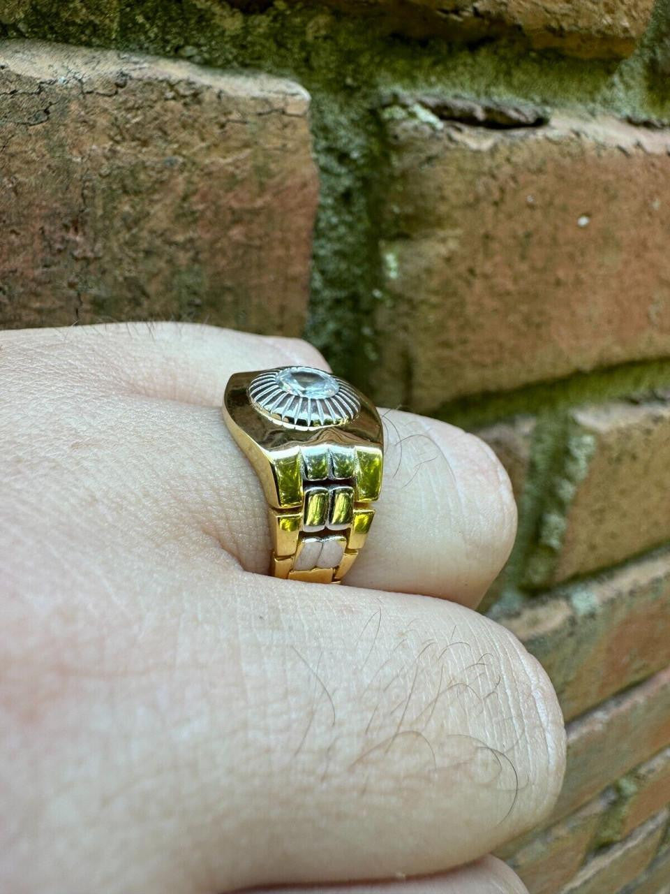 HarlemBling Presidential Watch Star Ring - CZ Stones -  14k Gold Vermeil 925 Silver